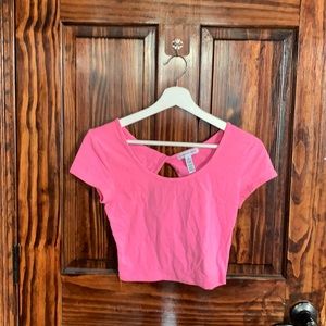 Hot pink Ambiance Apparel crop tee